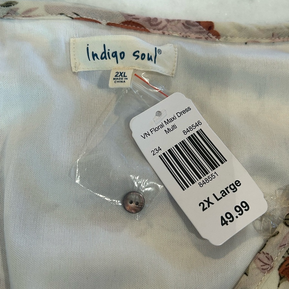 Indigo Soul Fall Floral Wrap Maxi Dress in Cream and Rust-Tone XXL - Picture 5 of 7